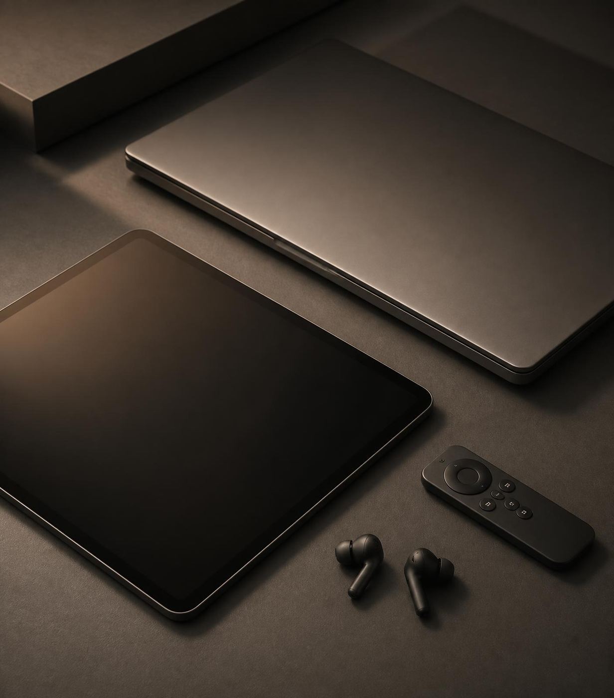 Electronics arranged for an editorial photograph