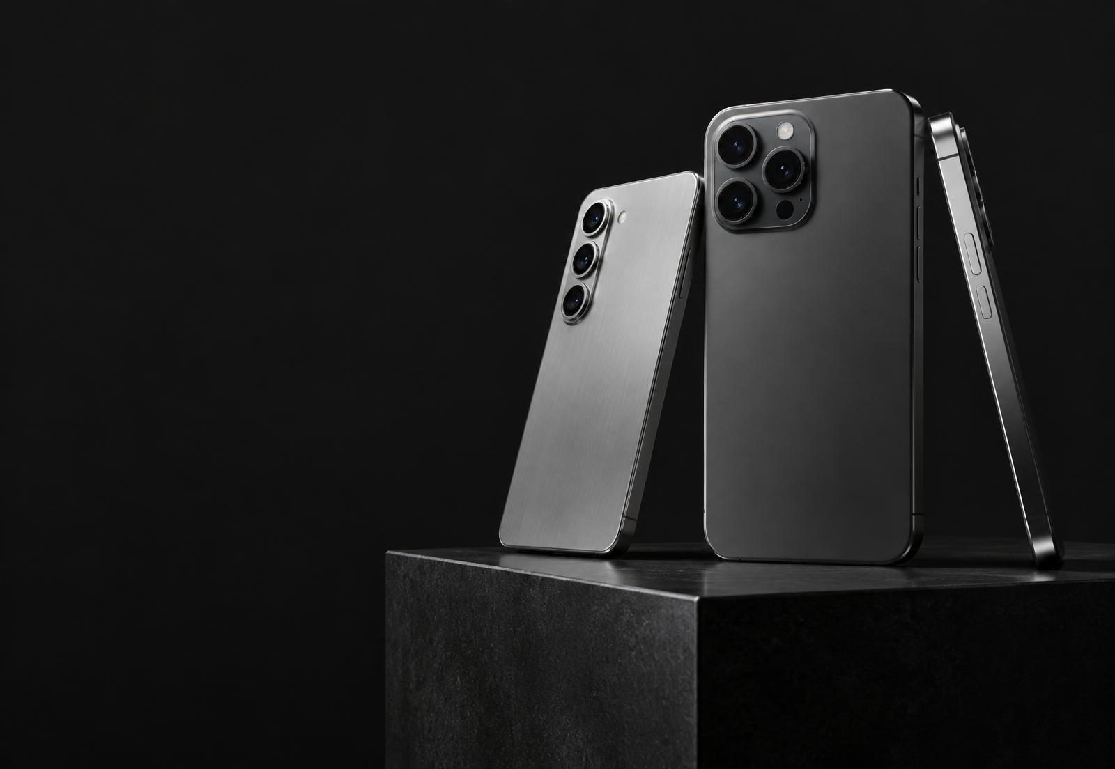 Editorial photograph of premium smartphones