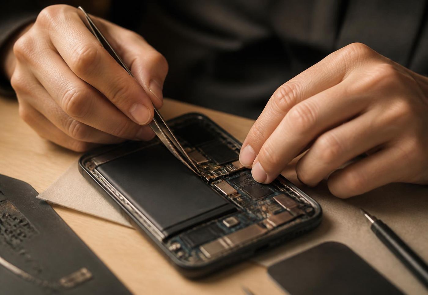 Technician working on a phone